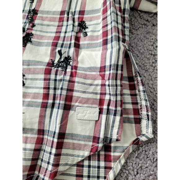 7 For All Mankind Girls Size Large Plaid Long Sleeve Button Down Roll Tab Shirt - Picture 4 of 9